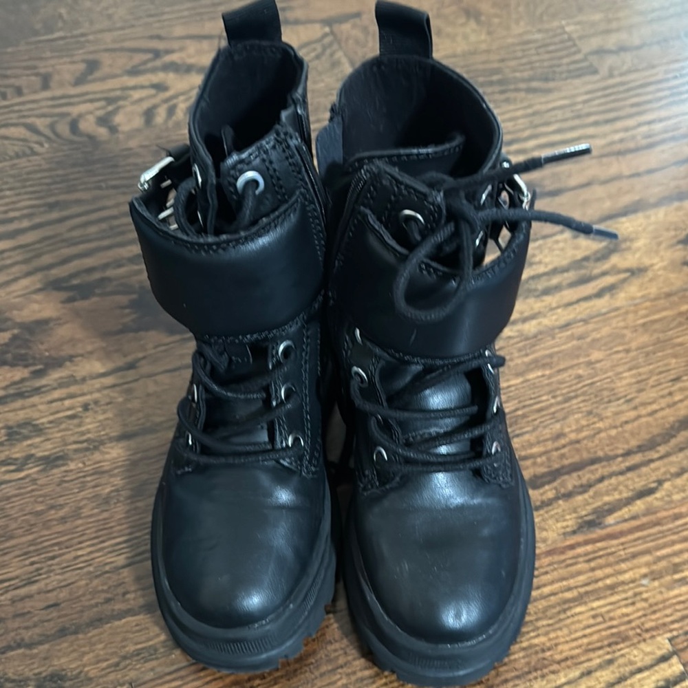 Zara Black Kids Boots with Lace-Up Design